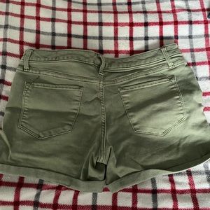 Army green denim shorts